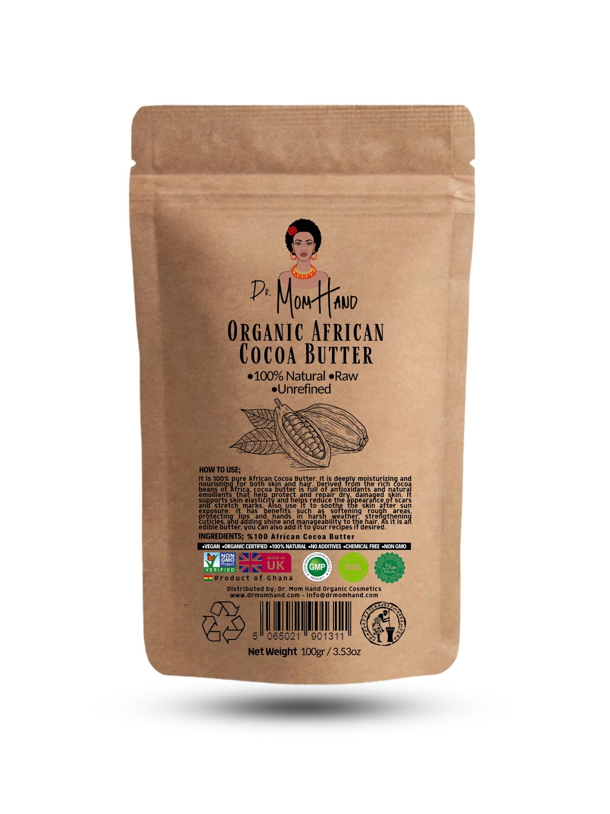 Natural African Cocoa Butter 100% Pure, Organic Natural African Cocoa Butter 100% Pure, Organic