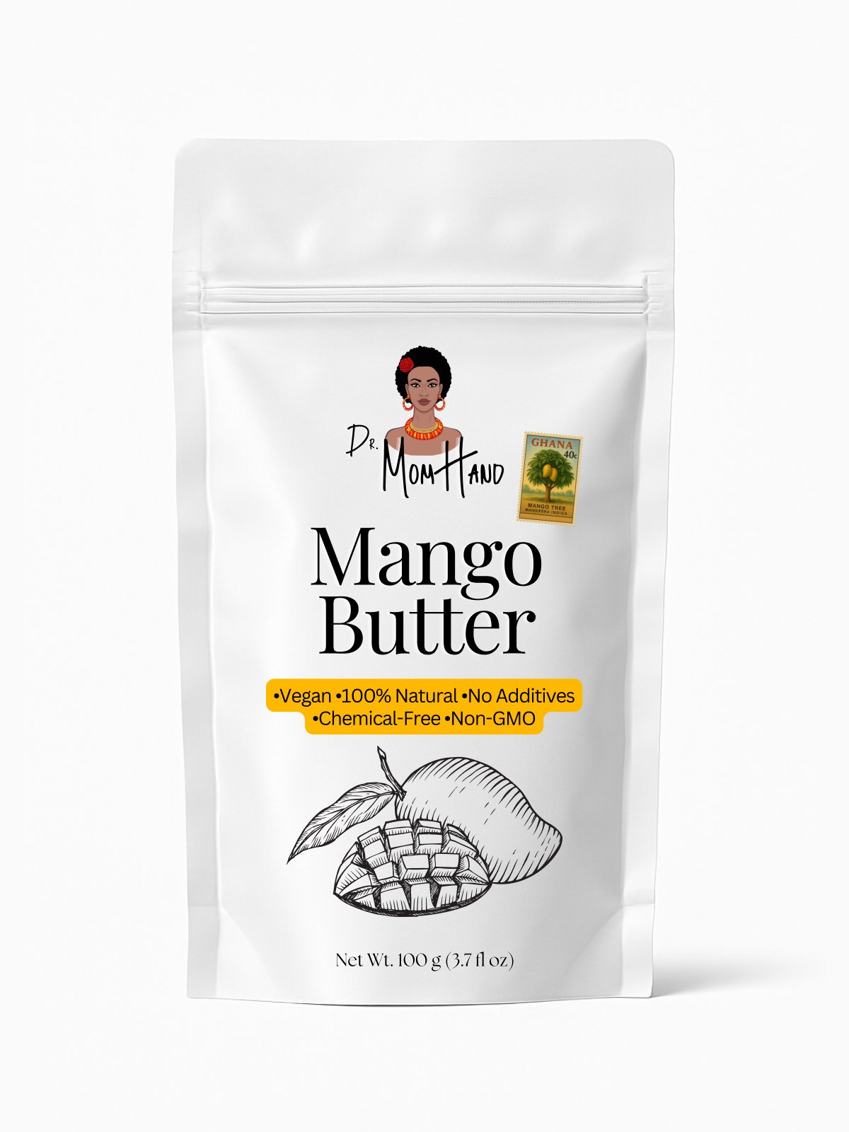 Bio Rohe Mangobutter, Intensive Feuchtigkeit für Haut und Lippen, Hautnahrung, 100% Rein