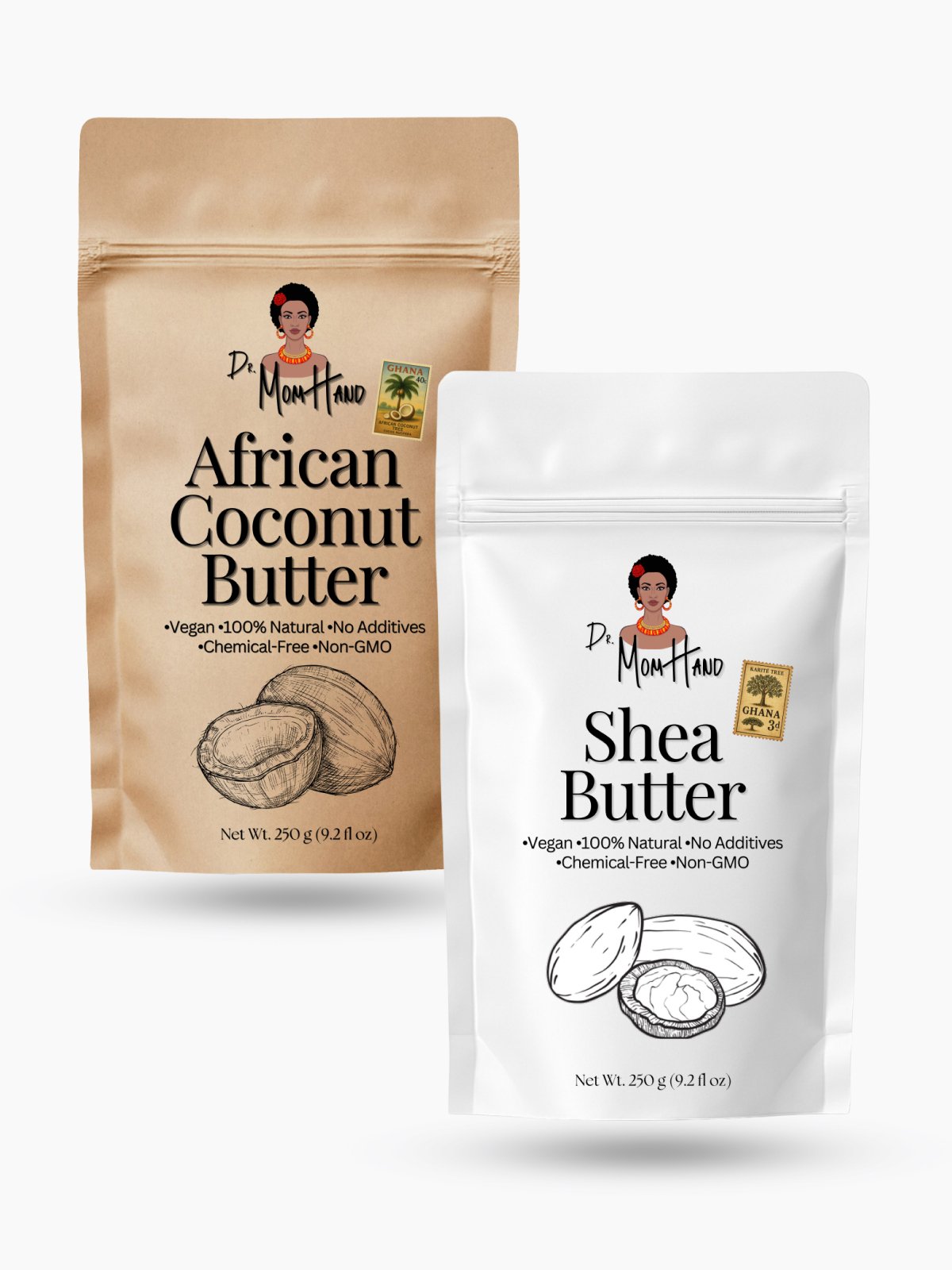 Ensemble de Beurre de Karité 100% Pur 250g + Huile de Coco 100% Pure 250g