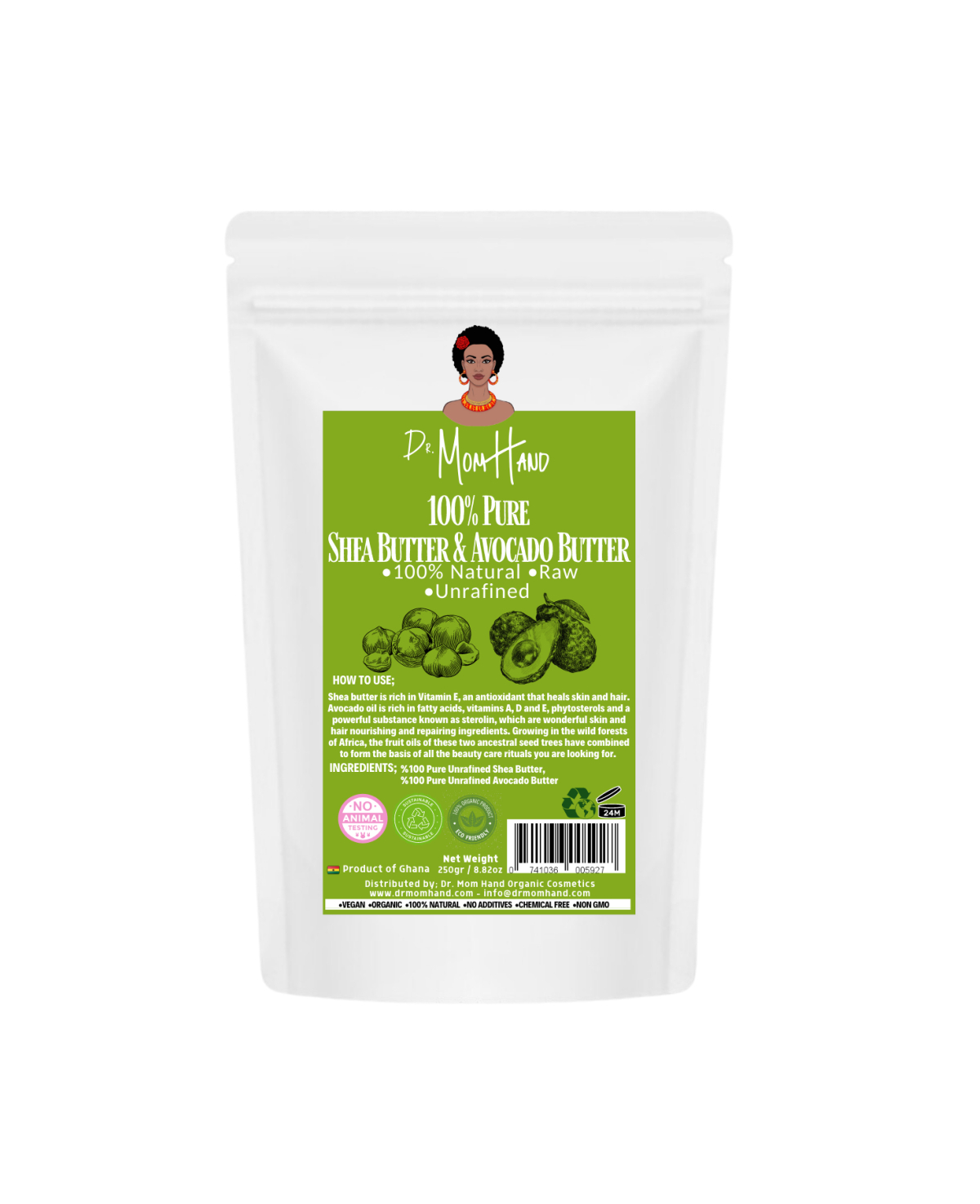 Bio-Avocado- und Sheabutter 100% rein, natürlich, biologisch, 250 g.